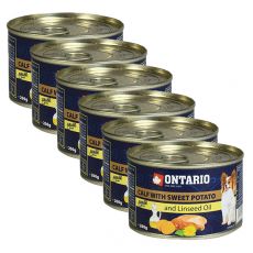 Konzerva ONTARIO Telecí se sladkým bramborem a lněným olejem – 6 x 200 g